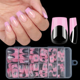 120 uñas postizas cuadradas medianas | Puntas de uñas francesas acrílicas de cobertura total