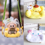 17cm Labubu Doll Storage Bag – Cute Transparent Crossbody Bag for Collectibles