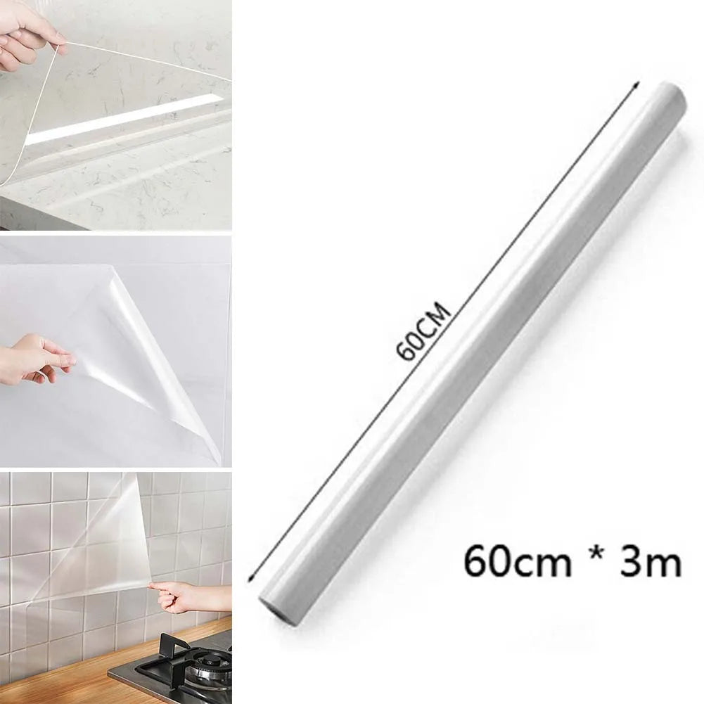 Adhesivo de pared transparente a prueba de aceite para cocina: película protectora autoadhesiva y resistente al calor