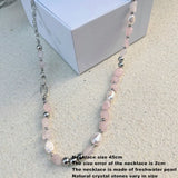 Natural Blue Stone & Freshwater Pearl Irregular Necklace – Vintage Summer Statement Jewelry for Women
