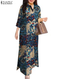 Casual Cotton Ankle-Length Sundress for Women - Spring Summer Turn-Down Collar