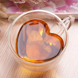 Heart-Shaped Glass Mug – Romantic Double-Layer Insulated Cup for Coffee & Tea
