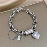 Chunky Heart Lock Stainless Steel Bracelet – Gold-Plated Link Chain for Women