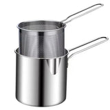 Freidora de acero inoxidable con cesta | Olla pequeña multifuncional para freír y cocinar