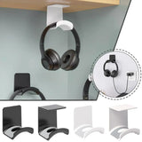 Soporte de pared universal para auriculares: colgador de plástico adhesivo para debajo del escritorio para juegos, auriculares y cascos