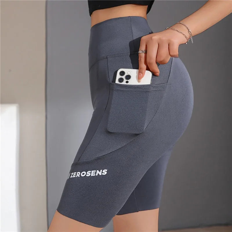 Women's Seamless High-Waist Leggings with Pocket - Yoga Workout Tights