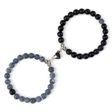 Magnetic Couple Bracelets Set - Natural Stone Heart Bead Lovers' Bracelets