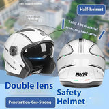 Retro 3/4 Motorcycle Helmet with Double Visor - ABS+PC Open Face Helmet for Scooters