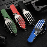 Juego de utensilios de camping plegables: cuchillo, tenedor y cuchara multifunción para viajes al aire libre y picnic 