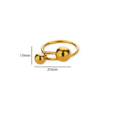 Minimalist Gold Beaded Ring – Adjustable Stainless Steel, Waterproof & Hypoallergenic