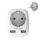 Regleta de enchufes TESSAN EU KR con tomas de CA y puertos de carga USB, adaptador de enchufes de pared para el hogar y la oficina