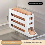 Caja de almacenamiento de huevos con ruedas automáticas - Organizador de huevos para refrigerador de 4 capas con gran capacidad | Dispensador de huevos eficiente para almacenamiento en la cocina 