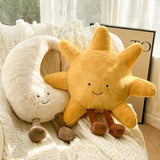 Smiling Sun & Moon Plush Pillows - Cute Weather-Themed Stuffed Decor for Kids & Adults