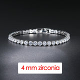 Pulsera de tenis para mujer, estilo hip hop, de moda, con circonita cúbica AAA+, color plata, cadena de cristal para chica adolescente, joyería de boda H086