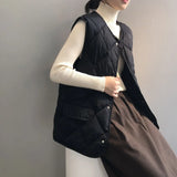 Women’s Cotton Padded Vest – Lightweight Casual Outerwear with Pockets for Autumn & Winter