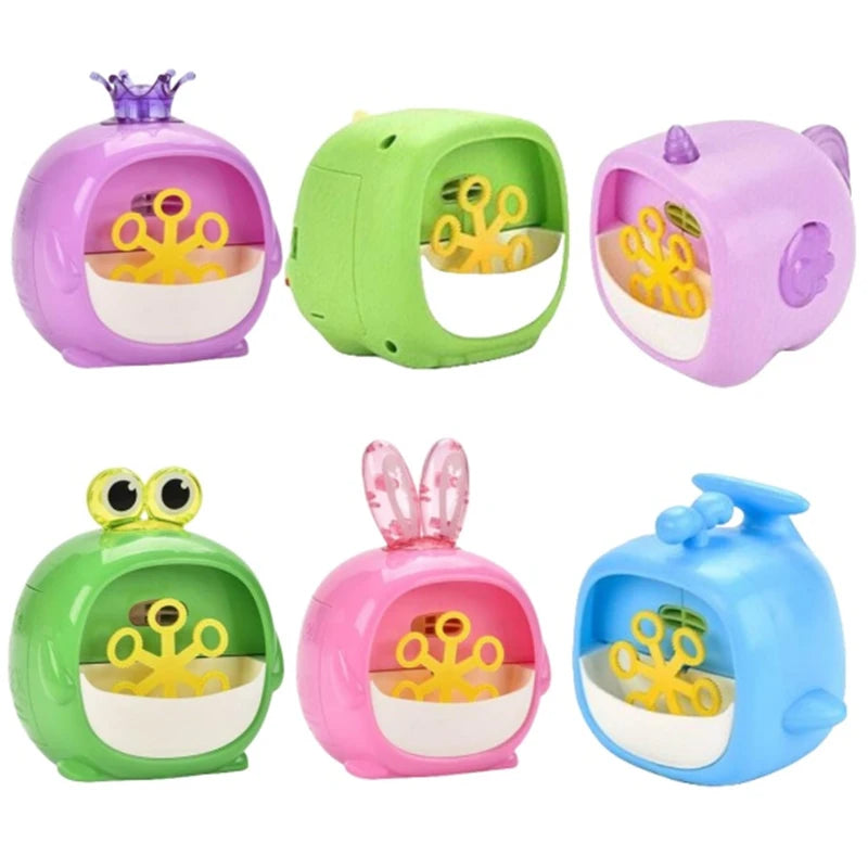 Cartoon Bubble Blower Toy - Dinosaur & Frog Shaped Bubble Machine for Kids