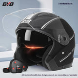 Retro 3/4 Motorcycle Helmet with Double Visor - ABS+PC Open Face Helmet for Scooters