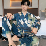 Men’s Silk Satin Pajama Set – Lightweight Luxury Sleepwear with Turn-Down Collar