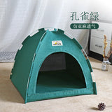 Semi-Enclosed Cat Tent Bed - Breathable Oxford Fabric Pet Sofa with Removable Cushion
