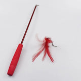 3-Section Telescopic Cat Teaser Wand – Interactive Feather Toy with 5 Refill Attachments