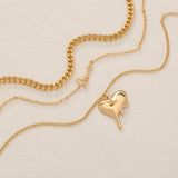 Elegante collar con colgante de mariposa y corazón con letras doradas de doble capa para mujer: regalo de joyería perfecto para bodas y fiestas