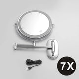 Wall-Mounted LED Makeup Mirror with Magnification and Dual-Sided Swivel