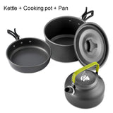 Juego de utensilios de cocina para acampar: juego de vajilla y utensilios de cocina para exteriores antiadherentes con tetera