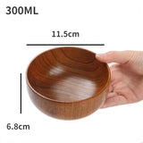 Cuenco japonés de madera maciza | Vajilla retro de madera de azufaifo para sopas y ensaladas