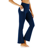 Women's High Waist Flare Leggings with Pockets - Tummy Control Yoga Pants for Workout & Casual Wear