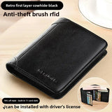 Genuine Leather Anti-Theft Wallet – Multifunctional Trifold Wallet for Men and Women