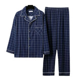 Stylish Men’s Fall & Winter Pajama Set - Comfy Milk Silk Loungewear with Striped Plaid Design