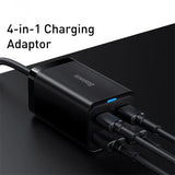 Cargador rápido GaN de 100 W: estación de carga de escritorio con 4 puertos USB-C y USB-A 