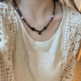 Collar de mariposa con cuentas de estilo chino: elegante cadena de clavícula de verano para mujer