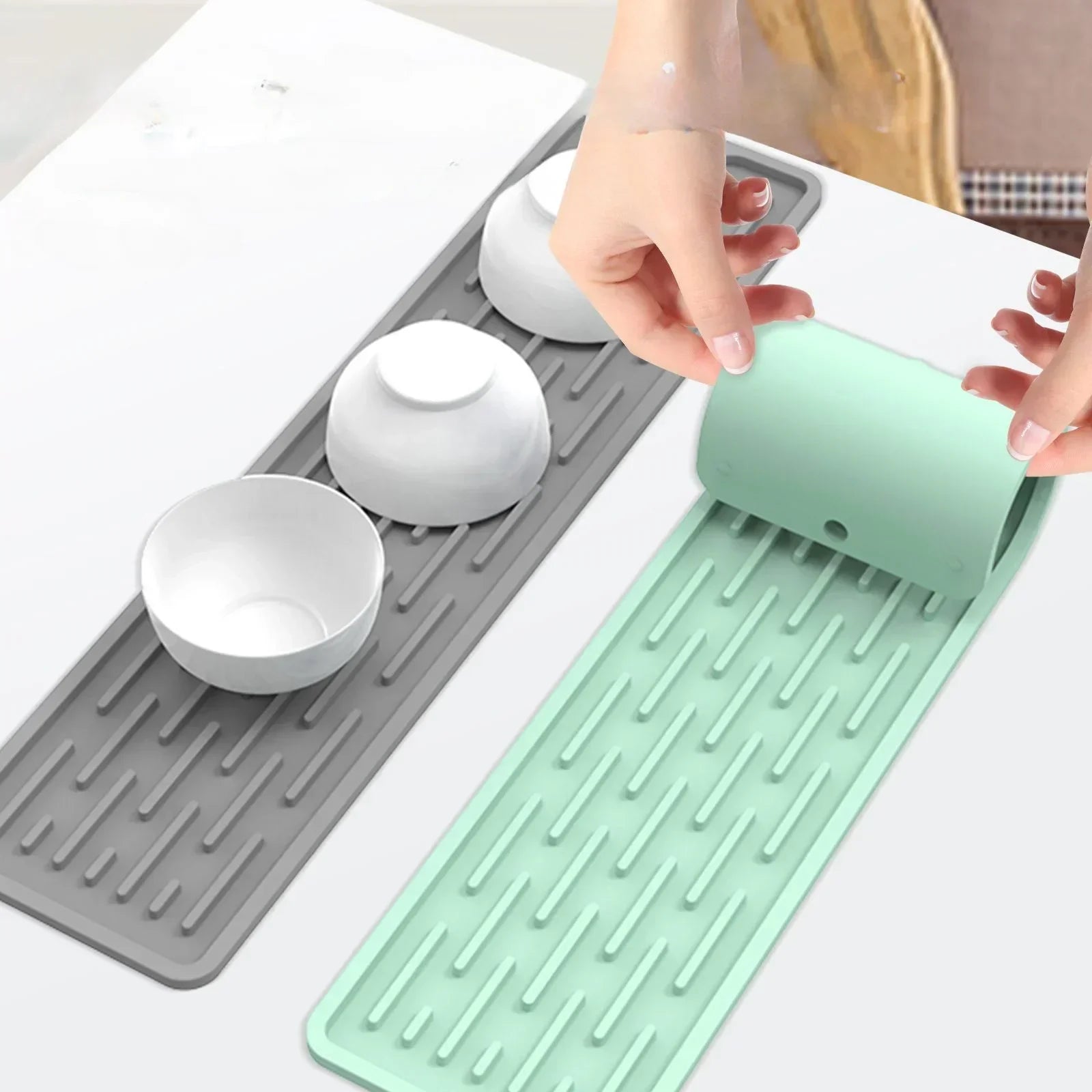 Almohadilla de drenaje de grifo de silicona resistente al calor: tapete reutilizable para cocina y baño para superficies secas y limpias