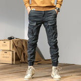 Men’s Cotton Cargo Pants – Mid Waist, Full-Length, Pocket Design, All-Season Streetwear