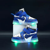 Boys Waterproof Light-Up Shoes – Hook & Loop Casual Sneakers for Ages 7–13