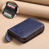 Men’s Split Leather Wallet – Stylish Short Card Holder with Zipper & Multi-Slot Design