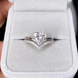 Heart-Shaped Zircon Bridal Ring Set for Women