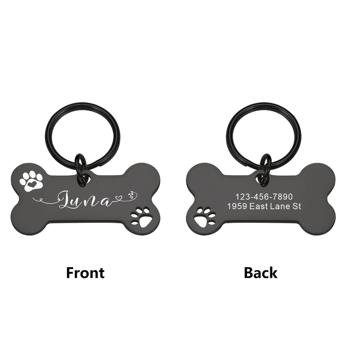 Custom Engraved Stainless Steel Pet ID Tag – Personalized Dog & Cat Nameplate