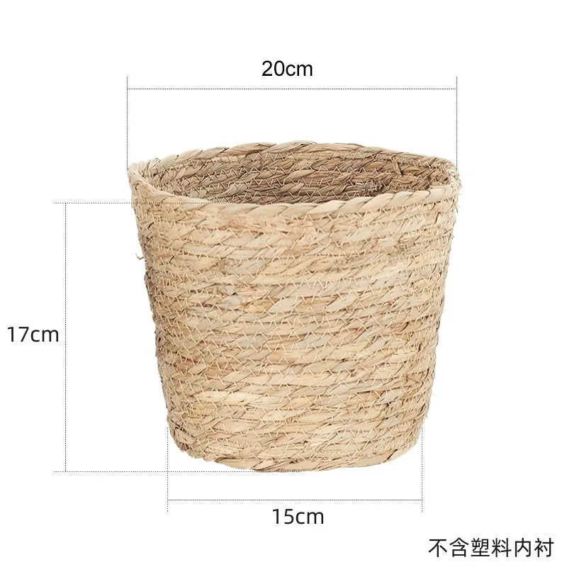 Handwoven Straw Planter Basket for Indoor and Outdoor Plants