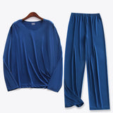 Men’s Solid Color Polyester Spandex Pajamas – Lightweight & Comfortable Sleepwear