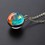 Trendy Glass Ball Pendant Necklace – Unisex Zinc Alloy Chain Link Design