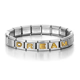 Pulsera de letras de acero inoxidable de moda: joyería de eslabones de cadena de moda para mujeres y hombres