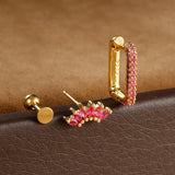 Colorful Zircon Stainless Steel Huggie Hoop Earrings Set – Geometric Aesthetic Jewelry for Women
