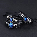 Luminous Zodiac Charm Leather Bracelet