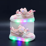Girls' Light-Up Sneakers – Princess Elsa Casual Shoes with LED Lights for Kids