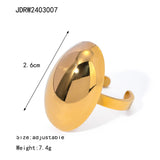 Minimalist 18K Gold Plated Stainless Steel Open Ring – Waterproof, Elegant Statement Jewelry for Women