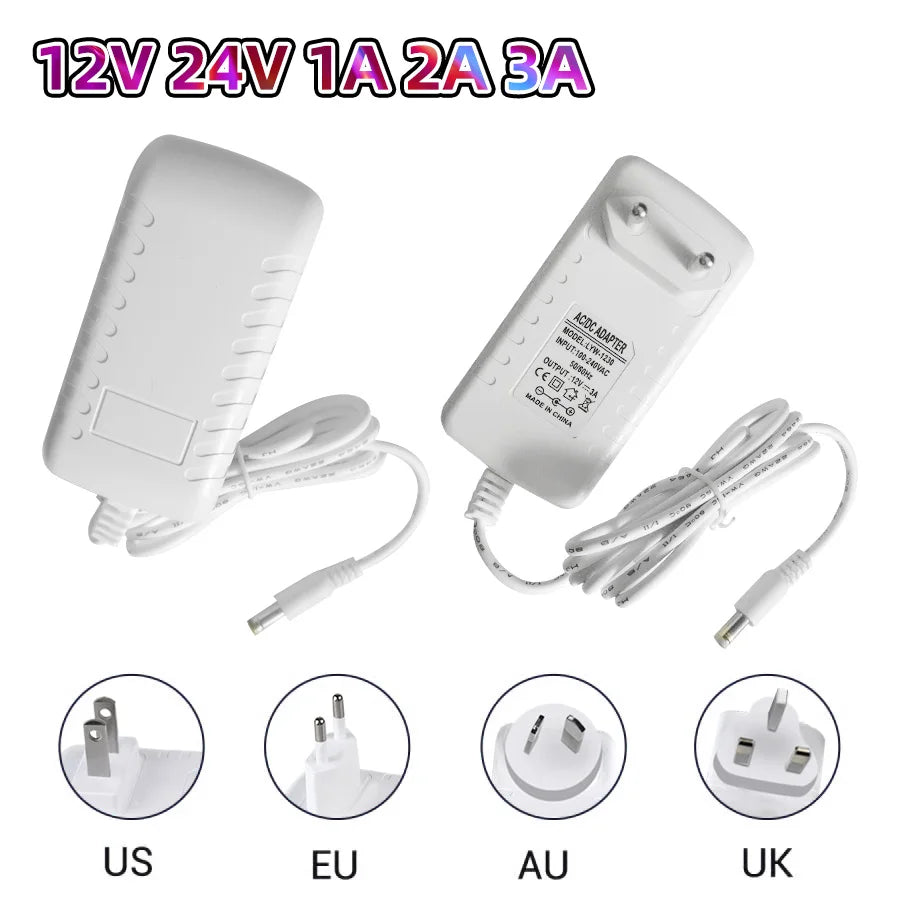 Universal AC to DC Power Adapter 12V/24V with Overload Protection for LED & CCTV