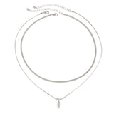 Stainless Steel Rivet Pendant & Snake Chain Necklace Set – Punk Cuban Link Choker for Men & Women