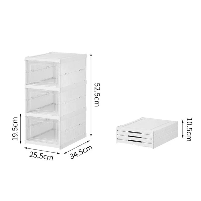 Caja de almacenamiento de zapatos plegable de 3/6 capas: organizador de zapatillas transparente apilable